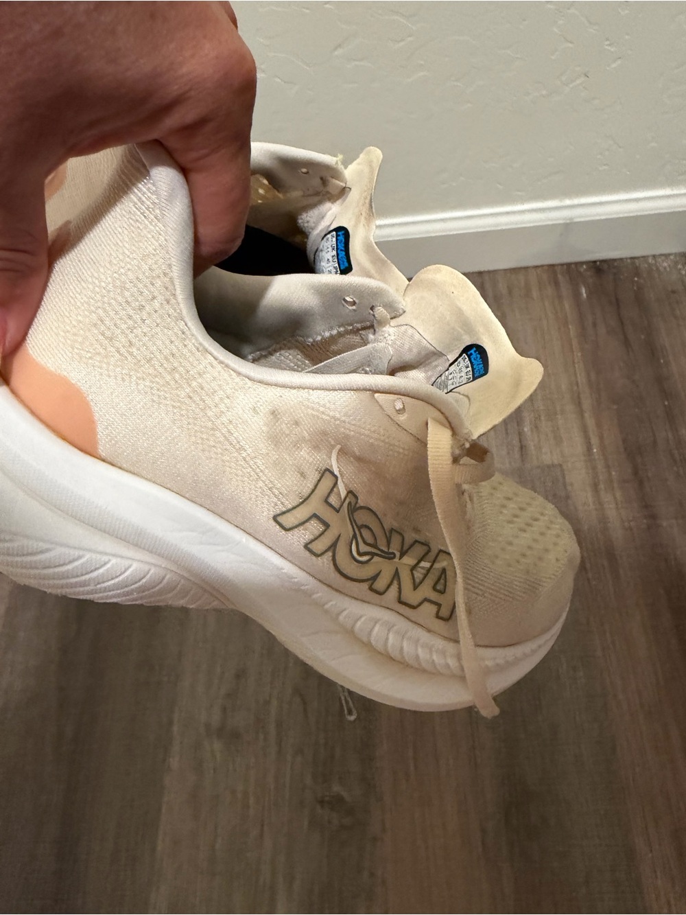 Hoka Women’s Cream and Peach Athletic Running Shoes